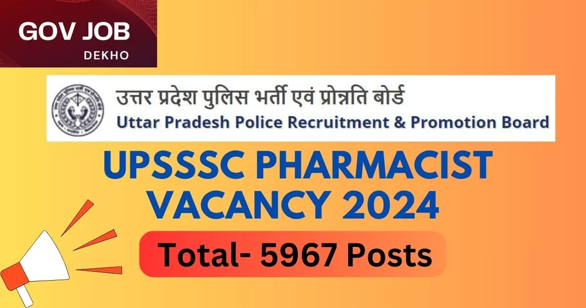 UPSSSC Pharmacist Vacancy 2024
